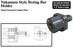 Nakamura Style Boring Bar Holder (Dual External Coolant Flow) - Part #: NK52.5012 - Exact Tooling