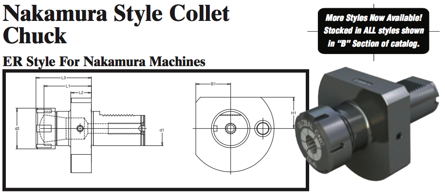 Nakamura Style Collet Chuck (ER Style For Nakamura Machines) - Part #: NK53.3025 - Exact Tooling