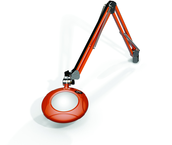 Green-Lite® 5" Brilliant Orange Round LED Magnifier; 43" Reach; Table Edge Clamp - Exact Tooling