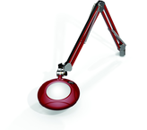 Green-Lite® 5" Blazing Red Round LED Magnifier; 43" Reach; Table Edge Clamp - Exact Tooling