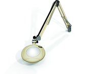 Green-Lite® 5" Shadow White Round LED Magnifier; 43" Reach; Table Edge Clamp - Exact Tooling