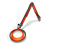 Green-Lite® 6" Brilliant Orange Round LED Magnifier; 43" Reach; Table Edge Clamp - Exact Tooling