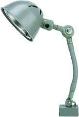 9" Uniflex Machine Lamp; 120V, 60 Watt Incandescent Light, Magnetic Base, Oil Resistant Shade, Gray Finish - Exact Tooling