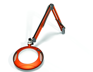 Green-Lite® 7-1/2" Brilliant Orange Round LED Magnifier; 43" Reach; Table Edge Clamp - Exact Tooling