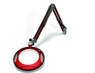 Green-Lite® 7-1/2" Blazing Red Round LED Magnifier; 43" Reach; Table Edge Clamp - Exact Tooling