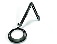 Green-Lite® 7-1/2" Black Round LED Magnifier; 43" Reach; Table Edge Clamp - Exact Tooling
