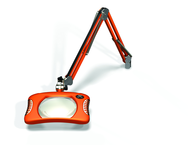Green-Lite® 7" x 5-1/4"Brilliant Orange Rectangular LED Magnifier; 43" Reach; Table Edge Clamp - Exact Tooling