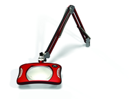 Green-Lite® 7" x 5-1/4"Blazing Red Rectangular LED Magnifier; 43" Reach; Table Edge Clamp - Exact Tooling