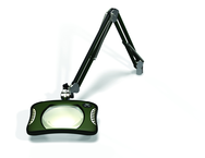 Green-Lite® 7" x 5-1/4"Racing Green Rectangular LED Magnifier; 43" Reach; Table Edge Clamp - Exact Tooling