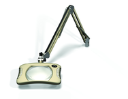 Green-Lite® 7" x 5-1/4"Shadow White Rectangular LED Magnifier; 43" Reach; Table Edge Clamp - Exact Tooling