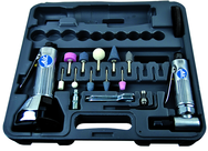 #2060 - Pneumatic Cut-Off Tool & Right Angle Grinder Kit - Includes: 1) each: Angle Die Grinder with collets; 3" Cut-Off Tool; Air Fitting (3) Cut-Off Wheels; (10) Mounted Points; (3) Spanner Wrenches; and Case - Exact Tooling