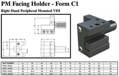 PM Facing Holder - Form C1 (Right Hand Peripheral Mounted VDI) - Part #: PM31.4025S - Exact Tooling