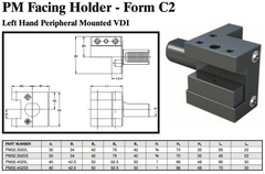 PM Facing Holder - Form C2 (Left Hand Peripheral Mounted VDI) - Part #: PM32.4025S - Exact Tooling