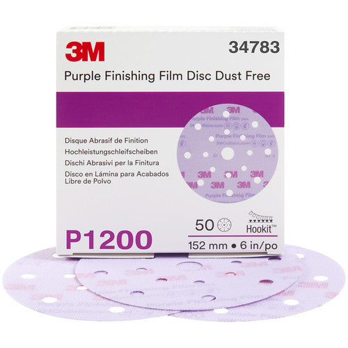 3M Hookit Purple Finishing Film Abrasive Disc 260L 34783 6″ 17 Hole P1200 - Exact Tooling