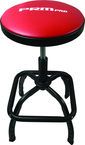Shop Stool Heavy Duty- Air Adjustable with Square Foot Rest - Red Seat - Black Square Base - Exact Tooling