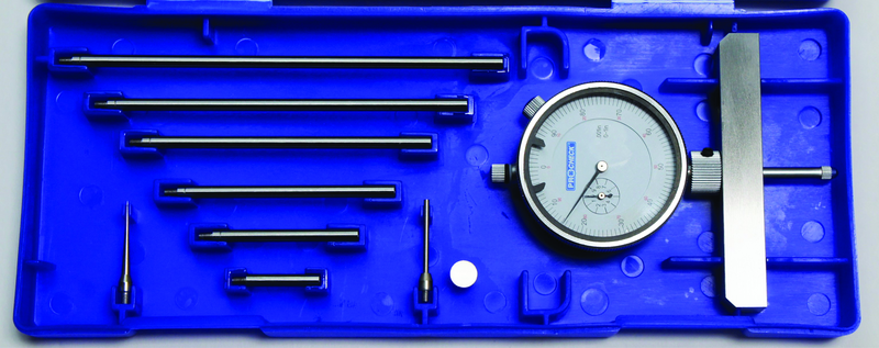 0 - 22" Measuring Range (.001" Grad.) - Dial Depth Gage with 4" Base - Exact Tooling