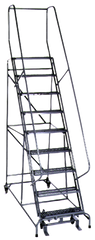Model 1000; 9 Steps; 32 x 65'' Base Size - Steel Mobile Platform Ladder - Exact Tooling