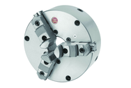 10" 3 Jaw Front Mount Scroll Chuck; Flatback; Semi Steel Body; Top Reversible Jaw - Exact Tooling