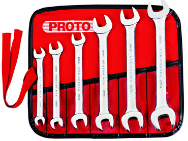 Proto® 6 Piece Satin Metric Open-End Wrench Set - Exact Tooling
