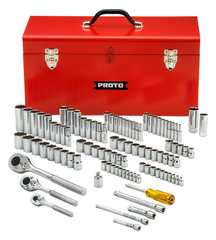 Proto® 1/4", 3/8", & 1/2" Drive 101 Piece Socket Set- 6, 8, & 12 Point w/ Box J9975R - Exact Tooling