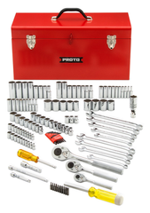 Proto® 1/4", 3/8" & 1/2" Drive 125 Piece Socket Set- 6, 8 & 12 Point w/ box J9975R - Exact Tooling