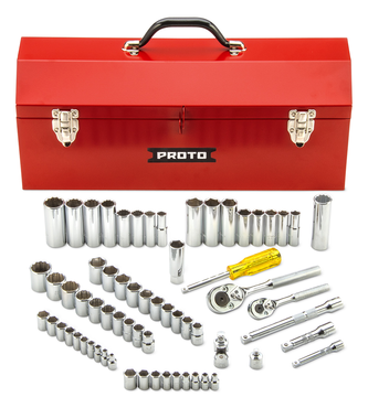 Proto® 1/4" & 3/8" Drive 65 Piece Socket Set- 6 & 12 Point w/Box J9971R - Exact Tooling