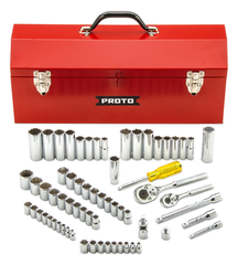 Proto® 1/4" & 3/8" Drive 65 Piece Socket Set- 6 & 12 Point w/Box J9971R - Exact Tooling
