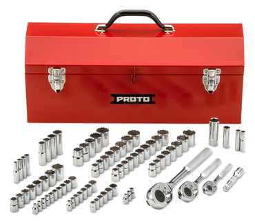 Proto® 1/4", 3/8", & 1/2" Drive 81 Piece Socket Set- 6 & 12 Point w/ Box J9971R - Exact Tooling