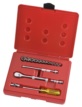 Proto® 1/4" Drive 17 Piece Metric Socket, Combination Set - 6 Point - Exact Tooling