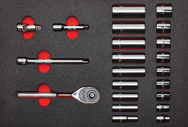 Proto® Foamed  3/8" Drive 22 Piece Socket Set w/ Classic Pear Head Ratchet - Full Polish - 12 Point - Exact Tooling