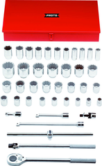 Proto® 3/4" Drive 42 Piece Combination Socket Set - 12 and 6 Point - Exact Tooling