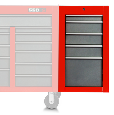 Proto® 550S Side Cabinet - 5 Drawer, Gloss Black - Exact Tooling