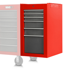 Proto® 550S Side Cabinet - 6 Drawer, Safety Red and Gray - Exact Tooling