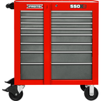 Proto® 550S 34" Roller Cabinet with Removable Lock Bar- 8 Drawer- Safety Red & Gray - Exact Tooling