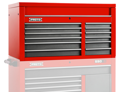 Proto® 550S 50" Top Chest - 12 Drawer, Safety Red and Gray - Exact Tooling
