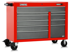 Proto® 550E 50" Power Workstation - 10 Drawer, Safety Red and Gray - Exact Tooling
