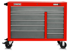 Proto® 550S 50" Workstation - 12 Drawer, Safety Red and Gray - Exact Tooling