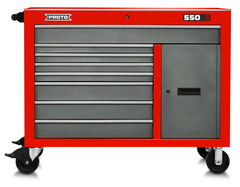 Proto® 550S 50" Workstation - 8 Drawer & 1 Shelf, Safety Red and Gray - Exact Tooling