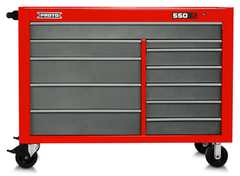 Proto® 550S 57" Workstation - 11 Drawer, Safety Red and Gray - Exact Tooling
