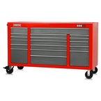 Proto® 550E 67" Power Workstation - 18 Drawer, Safety Red and Gray - Exact Tooling