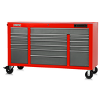Proto® 550E 67" Front Facing Power Workstation w/ USB - 18 Drawer, Safety Red and Gray - Exact Tooling