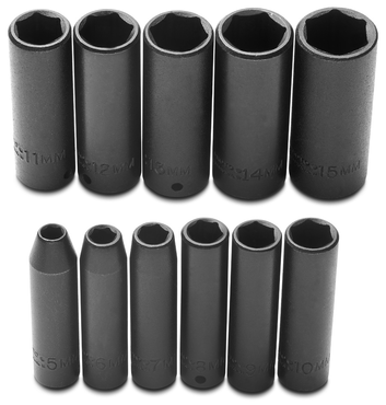 Proto® 1/4" Drive 11 Piece Metric Deep Impact Socket Set - 6 Point - Exact Tooling