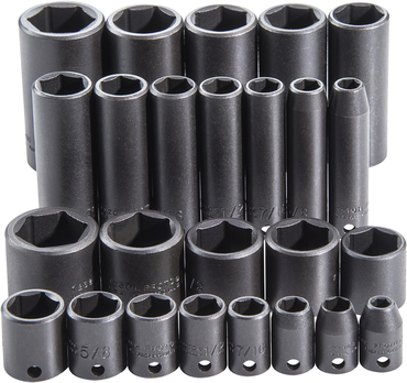 Proto® 3/8" Drive 25 Piece Impact Socket Set - 6 Point - Exact Tooling