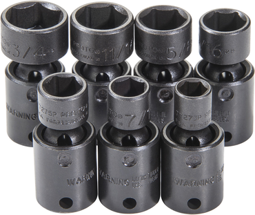 Proto® 3/8" Drive 7 Piece Universal Impact Socket Set - 6 Point - Exact Tooling