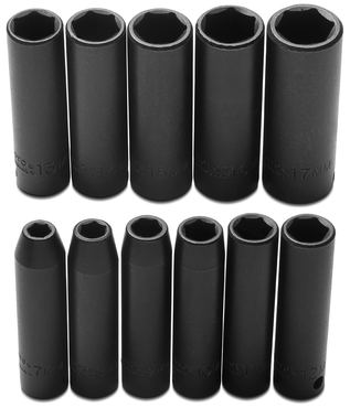 Proto® 3/8" Drive 11 Piece Metric Deep Impact Socket Set - 6 Point - Exact Tooling