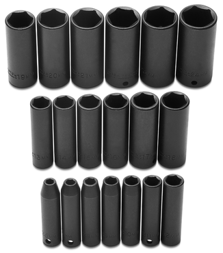 Proto® 3/8" Drive 19 Piece Metric Deep Impact Socket Set - 6 Point - Exact Tooling