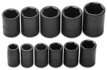 Proto® 1/2" Drive 11 Piece Impact Socket Set - 6 Point - Exact Tooling