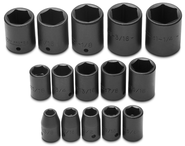 Proto® 1/2" Drive 15 Piece Impact Socket Set - 6 Point - Exact Tooling