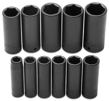 Proto® 1/2" Drive 11 Piece Deep Impact Socket Set - 6 Point - Exact Tooling