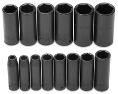 Proto® 1/2" Drive 15 Piece Deep Impact Socket Set - 6 Point - Exact Tooling